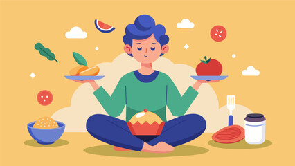 A person practices mindful eating taking time to truly appreciate the flavors textures and nourishment of their meal..