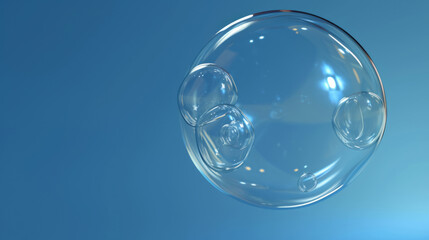 A flat top transparent bubble against a blue background.