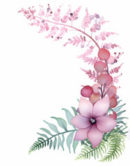 A soft, elegant watercolor design featuring orchids and ferns, ideal for enhancing Valentine's Day invitations and decorations.