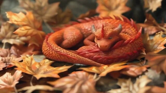 Dragon sleeping on leaf