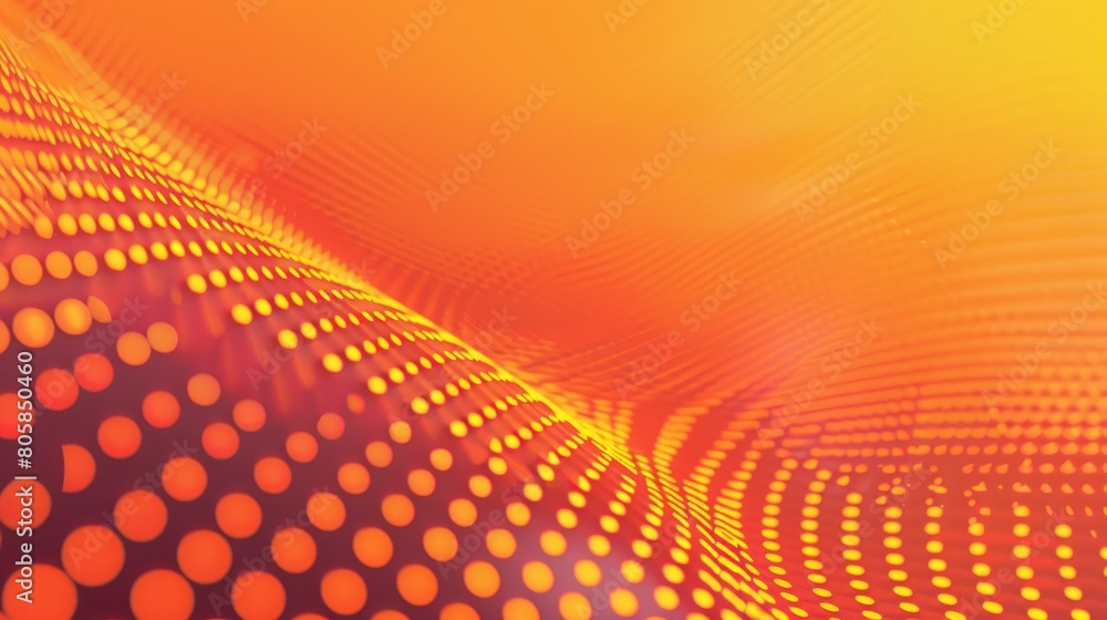 Poster orange background with glowing yellow and red dots. aig51a.