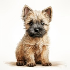 Cairn terrier. Puppy dog. Cairn terrier clipart. Watercolor illustration. Generative AI. Detailed illustration.
