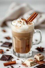 Cinnamon Latte with Whipped Cream and Chocolate