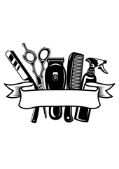 Barber Tools | Hair Cutter | Hair Stylist | Barbershop | Hair Grooming | Hairdresser | Men Salon | Original Illustration | Vector and Clipart | Cutfifle and Stencil