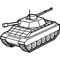 Fototapeta premium Tank outline coloring book page line art illustration digital drawing
