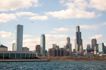 city skyline at sunset, CHICAGO