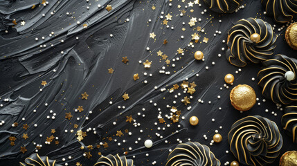 Black and gold cake icing background