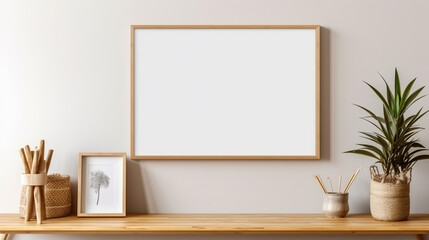 frame mockup on wall in living room