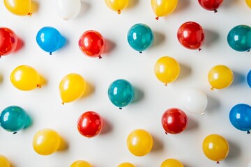 Obraz premium Festive Birthday Balloons on a Solid Color Backdrop - Celebrations, Party Supplies, Event Planning