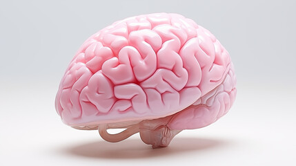 pink realistic human brain on a clean pastel light