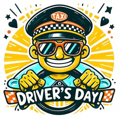 Obraz premium Happy driver's day celebration. Dia Do Motorista poster illustration with typography AI Generative