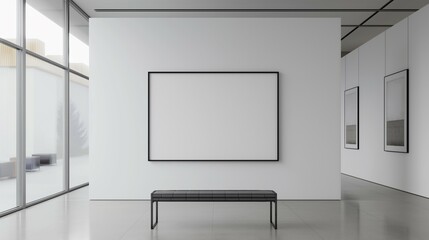 Frame mockup, modern office room interior, 3d render