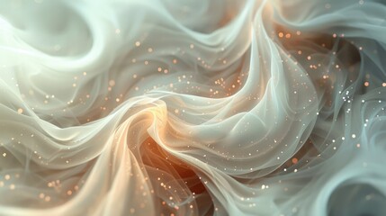 An ethereal, glowing, white and gold, flowing, translucent silk cloth with glowing particles. AIG51A.