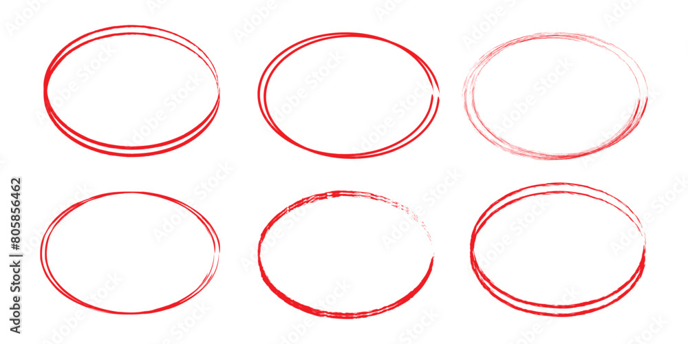 Poster drawn pen line oval set. hand drawn marker stroke style doodle oval frame. scribble round frame for 