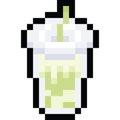 Pixel art cartoon ice coffee cup icon 2