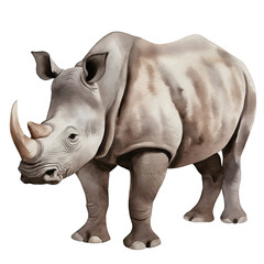Obraz premium AI-Generated Watercolor cute Rhino Clip Art Illustration. Isolated elements on a white background.
