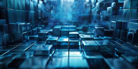 Fototapeta premium A blue background with a lot of cubes