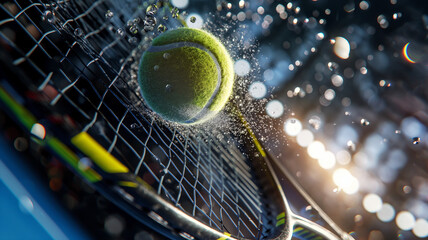 tennis ball in rain shot 