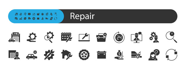 set of repair icons, maintenance, fix, service