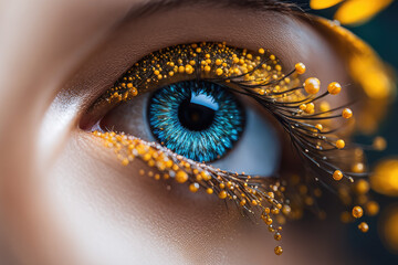 Blooming Eye of a Girl Woman with Majestic flourishing Vision