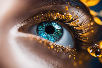 Blooming Eye of a Girl Woman with Majestic flourishing Vision
