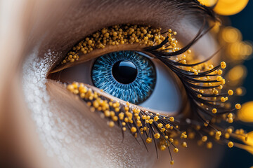 Blooming Eye of a Girl Woman with Majestic flourishing Vision