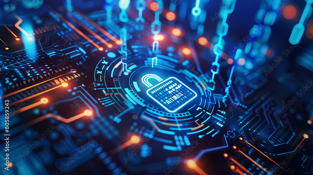 Aufkleber digital security is a fortress protected by layers of encryption, firewalls, and biometric authentic