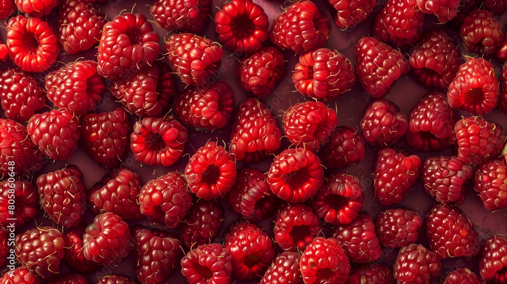 Poster raspberry textures top view background