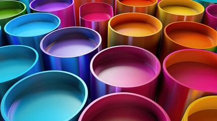 A background composed of large geometric shapes in bold primary colors, featuring a red square