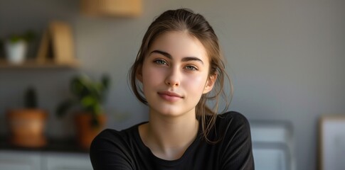 Relaxed Young Woman in Casual Home Setting