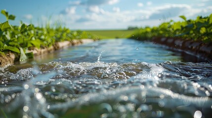 Fototapeta premium Serene water stream in lush greenery