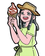 ソフトクリームを持つ女の子