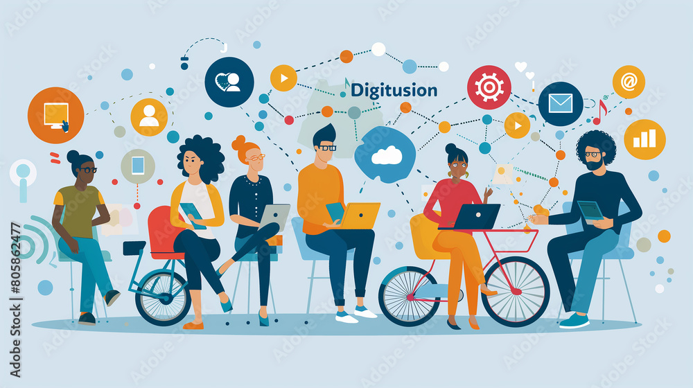 Poster digital inclusion is a diverse group of people accessing digital resources and opportunities without