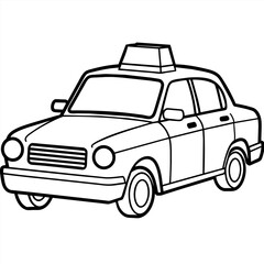 Taxi outline coloring book page line art illustration digital drawing