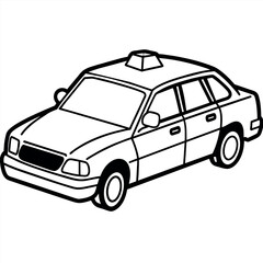Taxi outline coloring book page line art illustration digital drawing