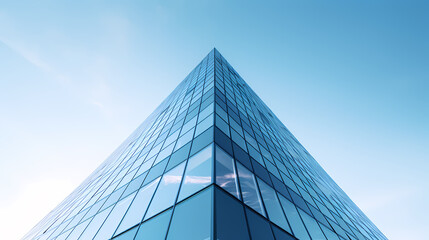 Blue sky background with glass building