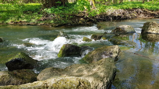 small heubach waterfall in the forest