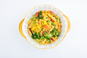 Chinese Homemade Spiral Noodles with Tomato and Egg