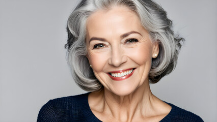 Gorgeous senior woman model, senior female model, fashion advertisement, AI generated