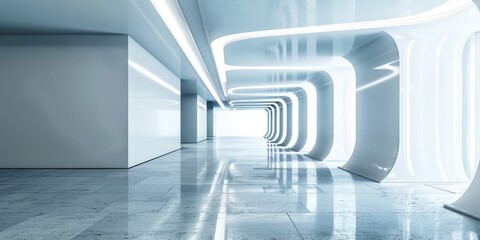 Fototapeta premium Clean White Hallway With Abstract Wall Design