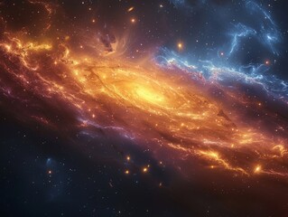 Obraz premium purple gold and blue galaxy 