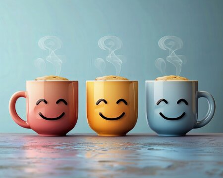 Virtual coffee breaks, informal chats, screenshared smiles, refreshing morning pause , highresolution