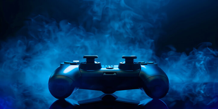 Gaming joystick on a black background