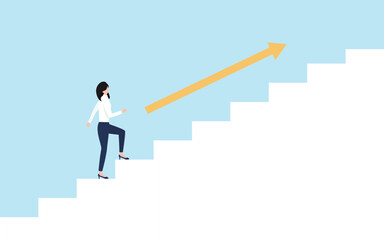 階段を上る女性