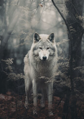 Wolf in a tranquil forest scene