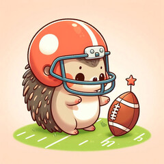 Hedgehog with an American football ball.