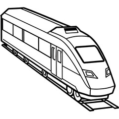Train outline coloring book page line art illustration digital drawing