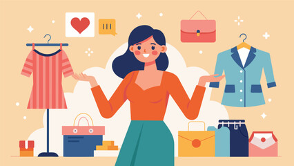 Join the thrifting trend with this fashion influencer as she reveals her top picks and styling secrets while on a tour of the best thrift stores in. Vector illustration