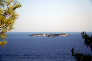 Three small islands in the Mediterranean Sea in Turkey 