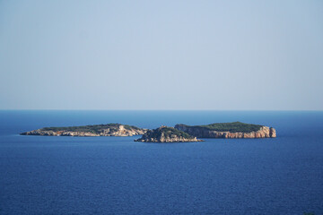 Three small islands in the Mediterranean Sea in Turkey 